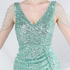 Sequined V-Neck Bodycon Dress