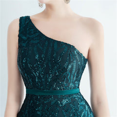 One-Shoulder Sequin Maxi Dress