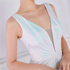 Sequined V-Neck Fishtail Maxi Dress