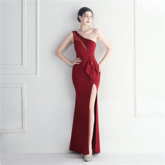 Ruffled One-Shoulder Maxi Dress