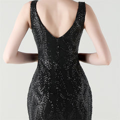 Backless Sequined Fishtail Maxi Dress