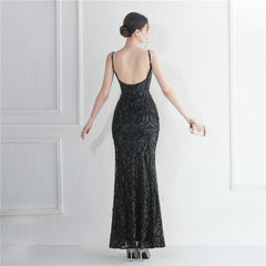 Sequined Asymmetric Maxi Dress
