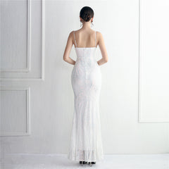 Sequined V-Neck Maxi Dress