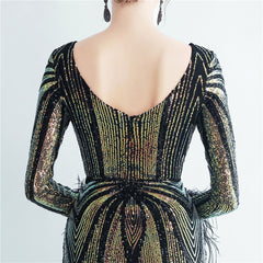 Sequin Feather Maxi Dress