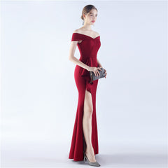 Off-Shoulder Maxi Split Dress