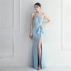 Ruffled One-Shoulder Maxi Dress