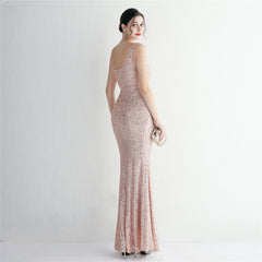 Sequined Fringe Fishtail Maxi Dress