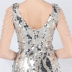 Sequined V-Neck Bodycon Dress