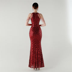 Sequined Fishtail Maxi Dress