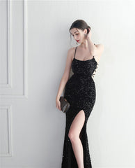 Lace-Up Sequin Split Maxi Dress