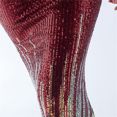 Ostrich Feather Sequin Maxi Dress