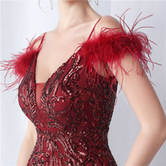 Ostrich Feather Sequined Maxi Dress