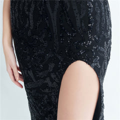 One-Shoulder Sequin Maxi Dress