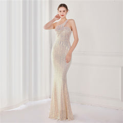 Asymmetric Sequin Maxi Dress