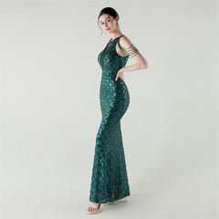 Sequined Fishtail Maxi Dress