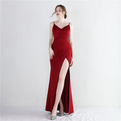 V-Neck Split Fishtail Maxi Dress