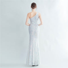 One-Shoulder Sequin Maxi Dress