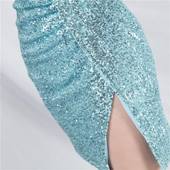 Sequined V-Neck Bodycon Dress