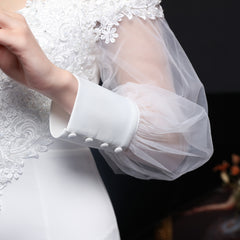 Lace Rhinestone Fishtail Maxi Dress