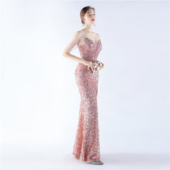 Asymmetric Sequin Maxi Dress