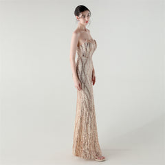 Sequined Heart-Collar Maxi Dress