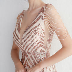Sequined V-Neck Slim Maxi Dress