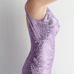 V-Neck Sequin Lace Maxi Dress