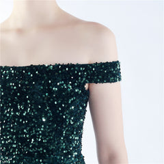 Off-Shoulder Sequin Split Maxi Dress