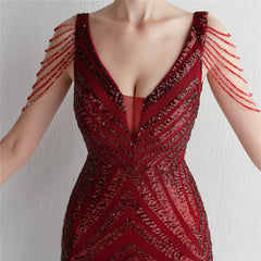 Sequined V-Neck Slim Maxi Dress