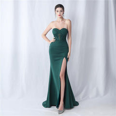 Strapless Boned Split Maxi Dress