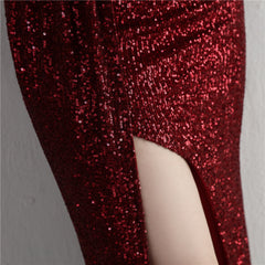 Sequin One-Shoulder Fishtail Maxi Dress