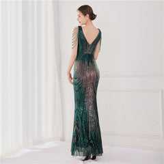 Sequined Fishtail Maxi Dress