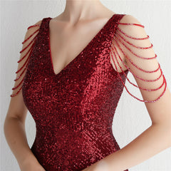 Sequined Fringe Fishtail Maxi Dress