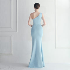 Ruffled One-Shoulder Maxi Dress