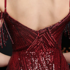 Sequined V-Neck Fishtail Dress