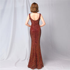 V-Neck Fishtail Maxi Dress