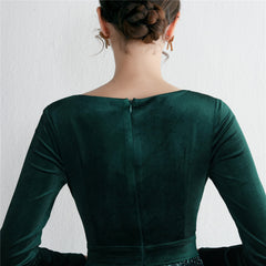 Sequined V-Neck Long-Sleeve Fishtail Dress