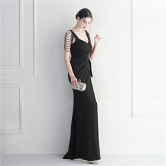 Beaded Fringe Split Maxi Dress