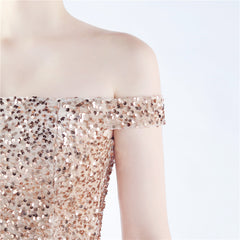 Off-Shoulder Sequin Split Maxi Dress