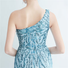 One-Shoulder Sequin Maxi Dress