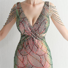 Sequined Fishtail Maxi Dress