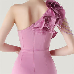 One-Shoulder Beaded Maxi Dress