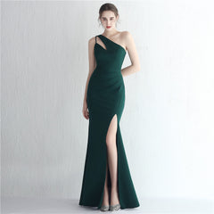 One-Shoulder Asymmetric Split Maxi Dress