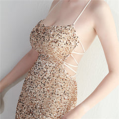 Lace-Up Sequin Split Maxi Dress