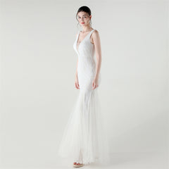 Backless Sequined Fishtail Maxi Dress