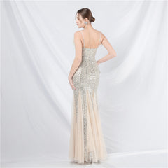 Ostrich Feather Sequined Maxi Dress
