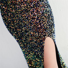 Sequined V-Neck Maxi Dress