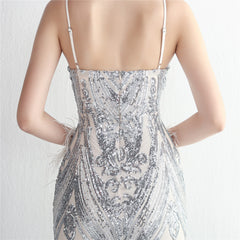 Elegant Sequin Beaded Fishtail Maxi Dress