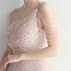 One-Shoulder Sequined Split Maxi Dress