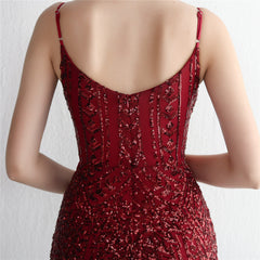 Sequined Fringed Fishtail Maxi Dress